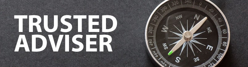 Photo of a compass and the words Trusted Adviser