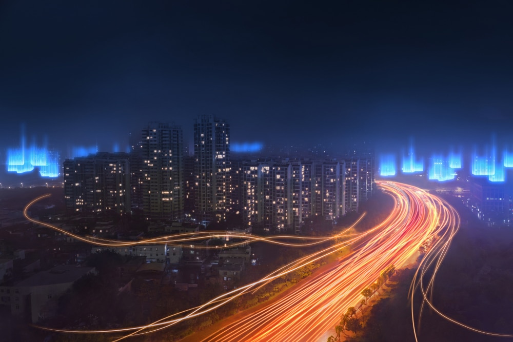 Digital,Modern,City,With,High,Speed,Fiber,Network,Coverage,,Abstract